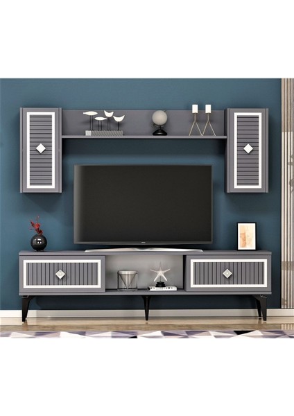 Nildh 150 cm Tv Ünitesi Antrasit Gümüş