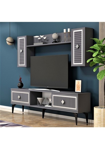 Nildh 150 cm Tv Ünitesi Antrasit Gümüş fiyatları