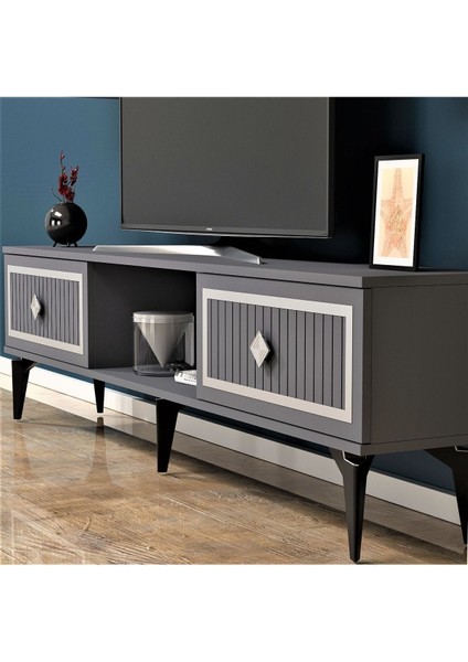 Nildh 150 cm Tv Ünitesi Antrasit Gümüş modelleri