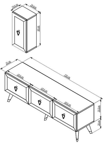 Baredh 150 cm Lazer Desenli Tv Ünitesi Antrasit-Altın