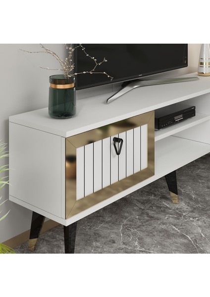 Demonte Home Mobilya Lidyadh Tv Stand Beyaz-Altın