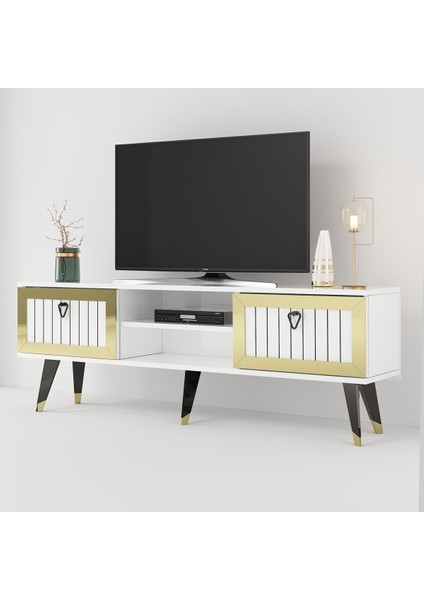 Demonte Home Mobilya Lidyadh Tv Stand Beyaz-Altın