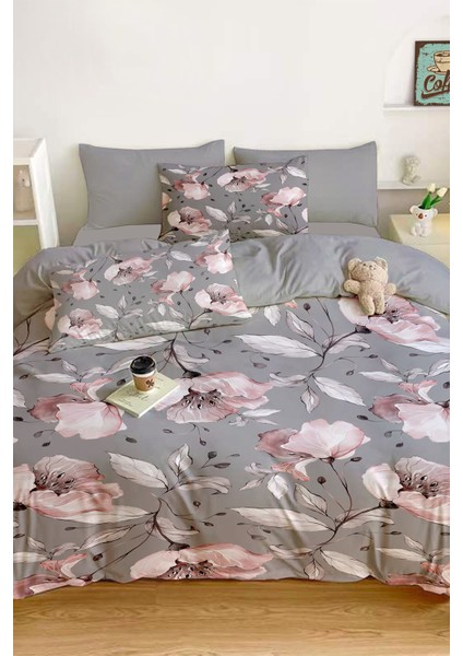 Amor Home Çift Kişilik  Pamuk Saten Nevresim Takımı Rose Grey