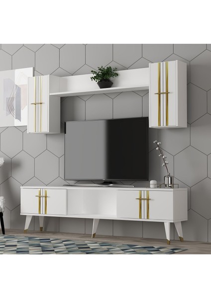 Aseldh Tv Ünitesi Takımı Beyaz-Altın