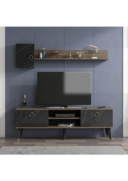Alfadh Tv Ünitesi 150 cm Ceviz-Royal Mermer