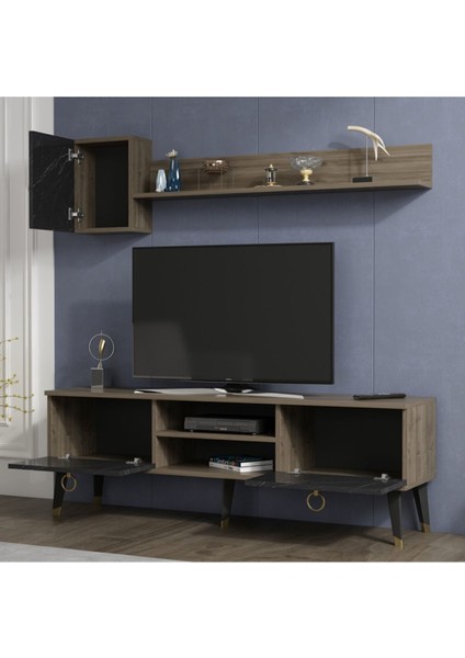 Alfadh Tv Ünitesi 150 cm Ceviz-Royal Mermer