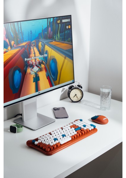 KM-6244 BUNNY Renkli Tuşlu Kahverengi 2.4 ghz + BT Kablosuz Q Multimedia Klavye + Mouse Set fırsatları