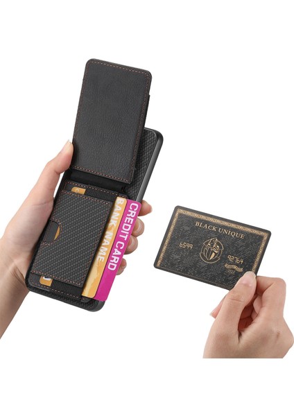 Redmi Note 13 Pro 4g / Poco M6 Pro 4g Ayarlanabilir Kickstand Deri Karbon Fiber Kapak (Yurt Dışından)