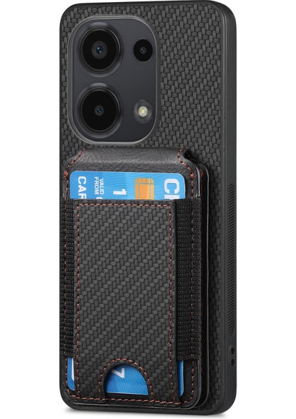 Redmi Note 13 Pro 4g / Poco M6 Pro 4g Ayarlanabilir Kickstand Deri Karbon Fiber Kapak (Yurt Dışından)