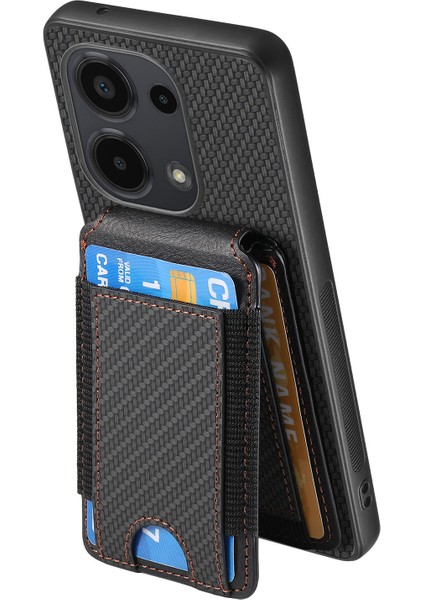 Redmi Note 13 Pro 4g / Poco M6 Pro 4g Ayarlanabilir Kickstand Deri Karbon Fiber Kapak (Yurt Dışından)