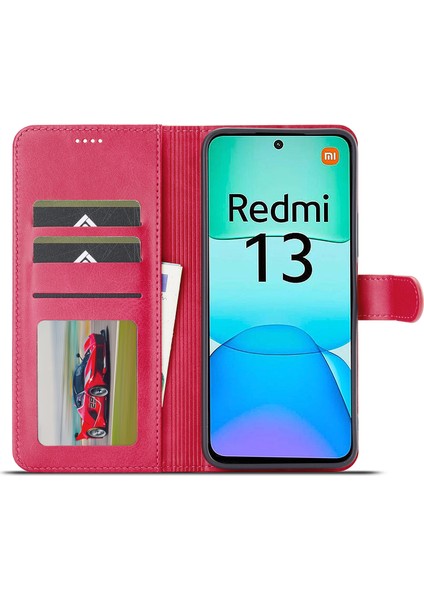 Redmi 13 Cüzdan Buzağı Dokulu Deri Telefon Kılıfı (Yurt Dışından)