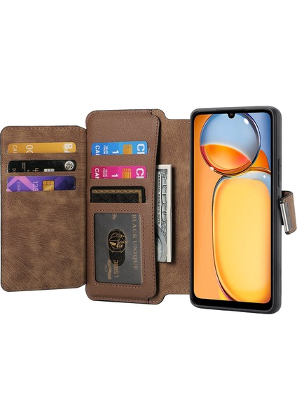 Redmi 13C 4g / Poco C65 4g Deri Çıkarılabilir Manyetik Telefon Kapağı (Yurt Dışından)