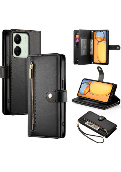 Xiaomi Poco M6 5g / Redmi 13R 5g / 13C / Poco C65 4g Fermuar Cüzdan Deri Kapak (Yurt Dışından)