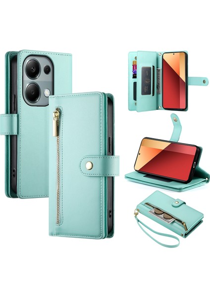 Xiaomi Poco M6 Pro 4g / Redmi Note 13 Pro 4g Cüzdan Fermuar Deri Telefon Kapağı (Yurt Dışından)