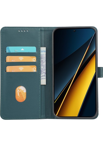 Xiaomi Poco X6 Pro 5g Manyetik Toka Dört Yapraklı Yonca Deri Telefon Kapağı (Yurt Dışından)