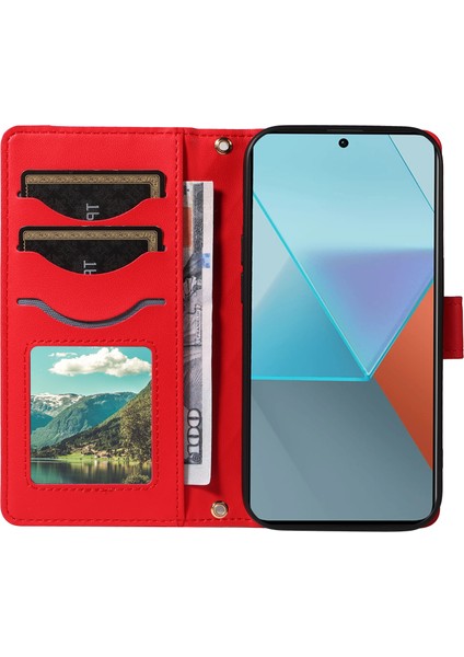 Xiaomi Poco X6 5g / Redmi Note 13 Pro 5g Cüzdan Eşkenar Dörtgen Deri Telefon Kılıfı Kayış (Yurt Dışından) modelleri