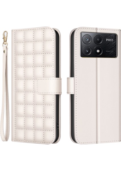 Xiaomi Poco X6 Pro 5g Kare Izgara Deri Telefon Kılıfı (Yurt Dışından)