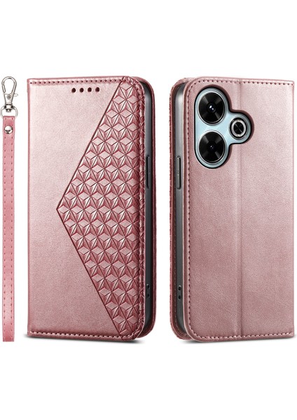 Redmi 13 / Note 13R 5g / Poco M6 4g Buzağı Dokusu Cüzdanlı Pu Deri Telefon Kılıfı (Yurt Dışından)