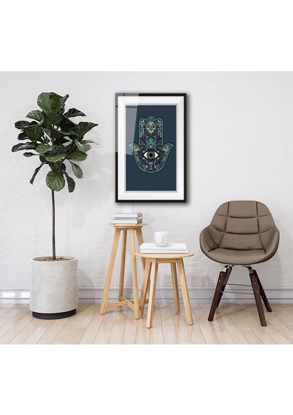 Teknoo- Mavi Çerçeve Efektli Fatma Ananın Eli Cam Tablo fiyatları