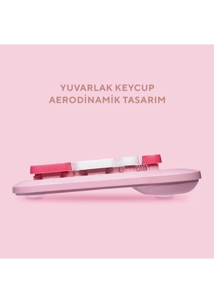 KM-6244 BUNNY Renkli Tuşlu Pembe 2.4 ghz + BT Kablosuz Q Multimedia Klavye + Mouse Set