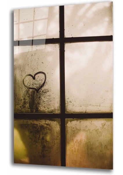 Teknoo- Buğulu Kalp Cam Tablo