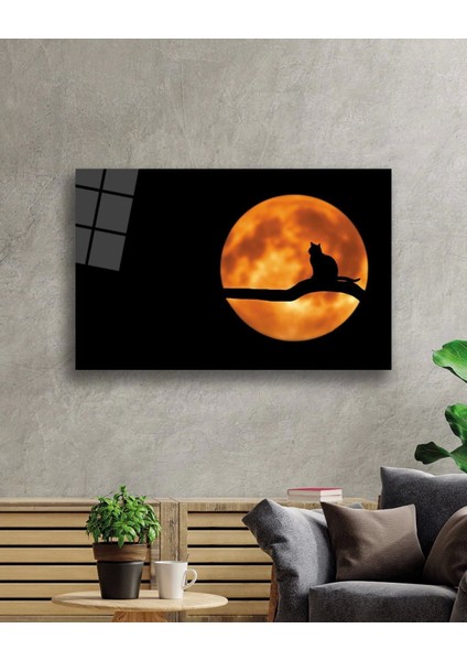 Teknoo- Dolunayda Kedi Cam Tablo fiyatları