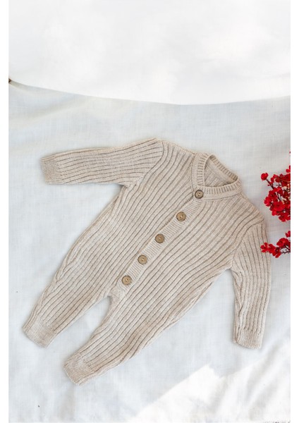 Triko Bereli Tulum Bebek Set Kahverengi