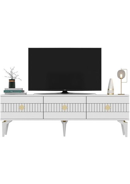 Midasdh Tv Stand (Alt Modül) Beyaz-Altın