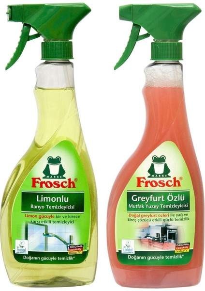 Greyfurt Özlü Mutfak Yüzey Temizleyici 500 ml ve Limonlu Banyo Temizleyici 500 ml