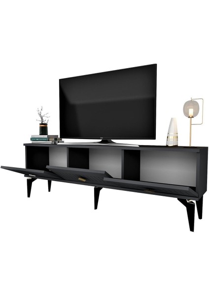 Midasdh Tv Stand (Alt Modül) Antrasit-Altın