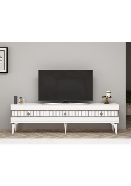 Novadh Tv Sehpası (Alt Modül) Beyaz-Gümüş