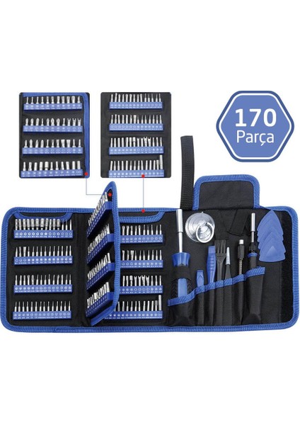 Uf-Tools KS-800170 Hassas 170 Parça Bits Uçlu Tornavida Seti