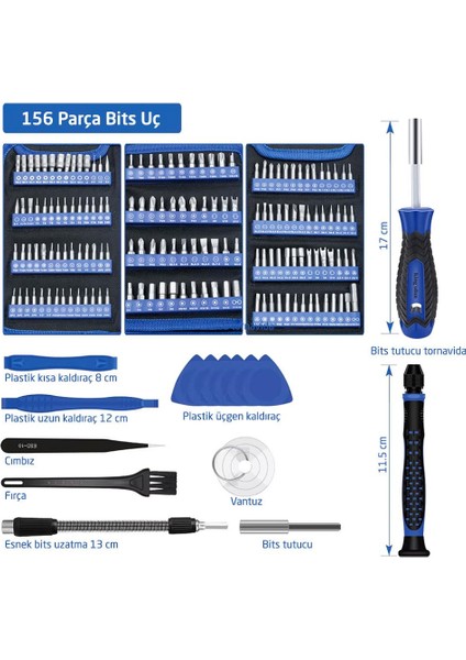 Uf-Tools KS-800170 Hassas 170 Parça Bits Uçlu Tornavida Seti