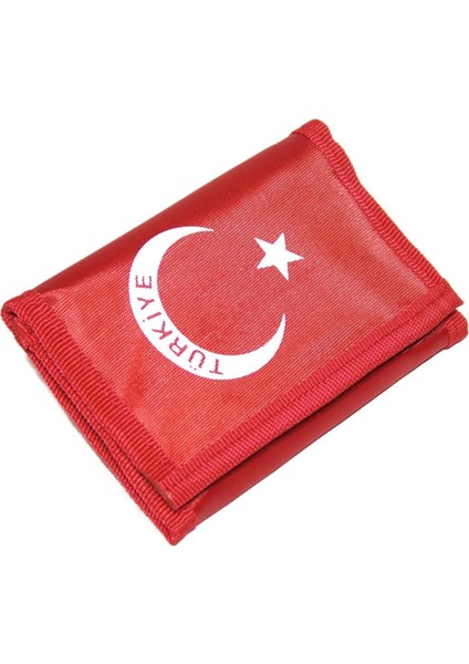 4 Göz Iç Fermuarlı Cırt Kapamalı Kırmızı Asker Cüzdanı Türkiye Bayrak Desen - FC728