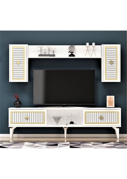 Nildh 150 cm Tv Ünitesi Beyaz Altın