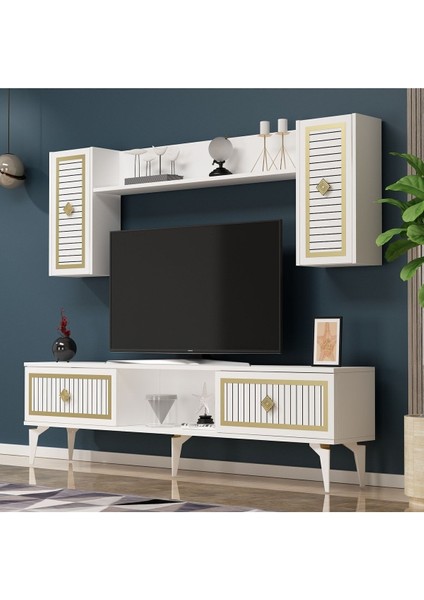 Nildh 150 cm Tv Ünitesi Beyaz Altın fiyatları