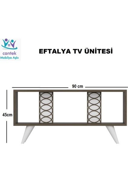 Demonte Home Mobilya Eftelyadh Desenli Tv Ünitesi Ceviz-Beyaz