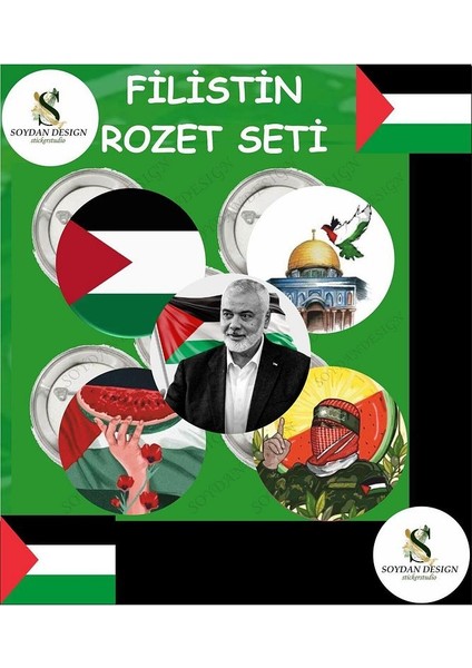 Major Selection Hamas Filistin Kudüs Gazze Free Palestine Ismail Haniye Rozet Seti (5 Adet Rozet)