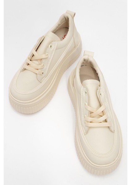 Bağcıklı Kadın Spor Ayakkabı Ekru Bej indirimleri