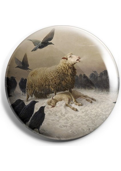 Major Selection Yavrusuna Ağlayan Koyun Iğneli Çanta Rozeti