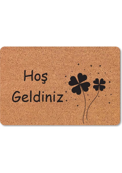 Modern Dijital Baskı - Hoş Geldiniz Yazalı Paspas - Kaymaz Taban Kapı Önü Paspası