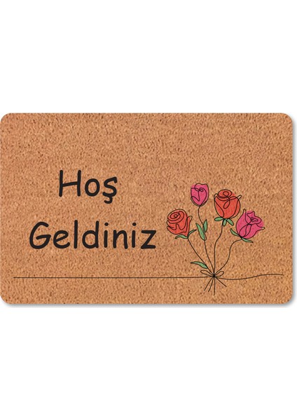 M&H Quality Modern Dijital Baskı - Hoş Geldiniz Yazalı Paspas - Kaymaz Taban Kapı Önü Paspası