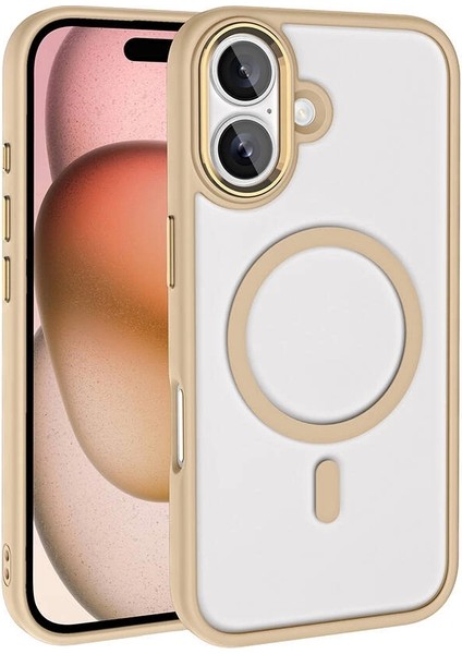 Apple iPhone 16 Kılıf Magsafe Wireless Şarj Krom Silikon Kapak