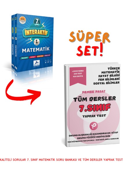 7. Sınıf İnteraktif Matematik Soru Bankası - Pembe Pasaj 7. Sınıf Tüm Dersler Yaprak Test - Kitap Okuma Yüzüğü