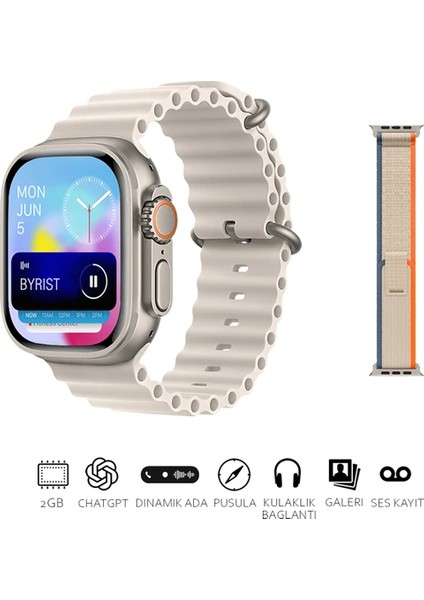 Hk9 Ultra 2 Max 2 GB Dahili Hafıza/chat Gpt/3d Animasyonlu Gen 4 Amoled Watch Ultra 2 Akıllı Saat