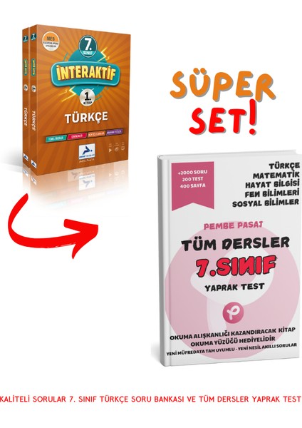 7. Sınıf İnteraktif Türkçe Soru Bankası - Pembe Pasaj 7. Sınıf Tüm Dersler Yaprak Test – Kitap Okuma Yüzüğü