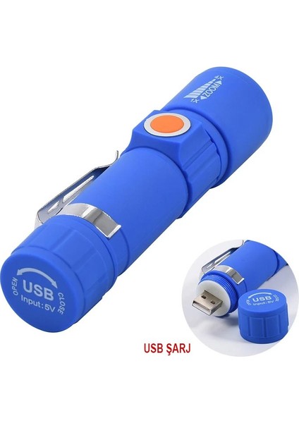 Powermaster MX-616S USB Şarjlı 3 Modlu Plastik Kasa Mini El Feneri