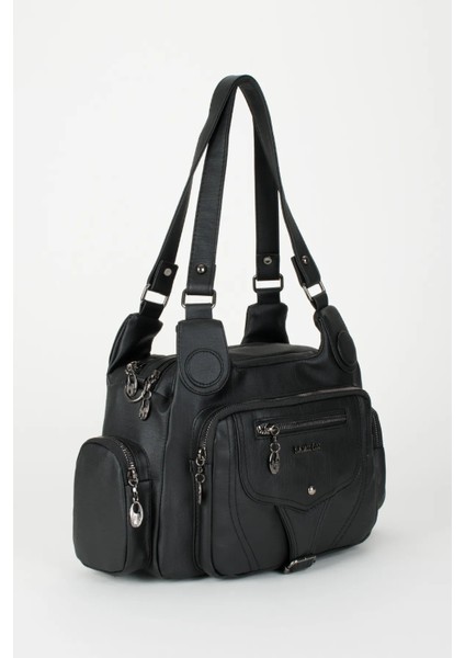 Kadın Çok Bölmeli Yıkama Deri El Omuz Çantası