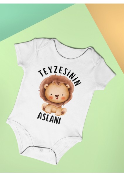 Teyzesinin Aslanı Bebek Body Kısa Kollu Badi Çıtçıtlı Zıbın Organik %100 Pamuk