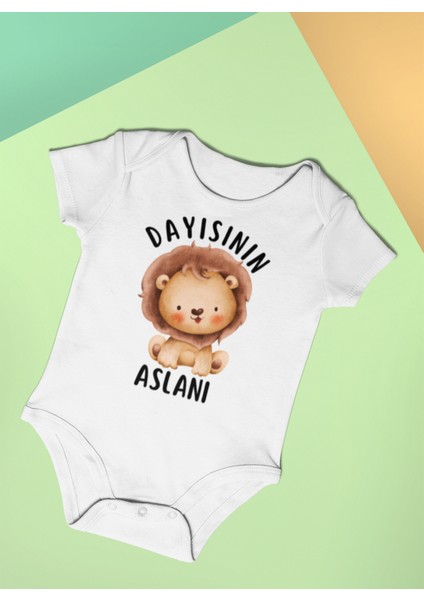 Dayısının Aslanı Bebek Body Kısa Kollu Badi Çıtçıtlı Zıbın Organik %100 Pamuk